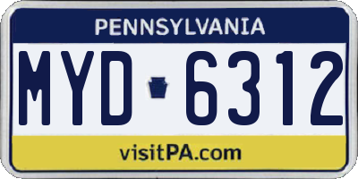 PA license plate MYD6312