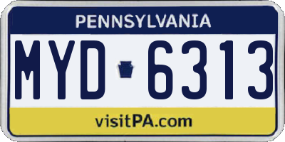 PA license plate MYD6313