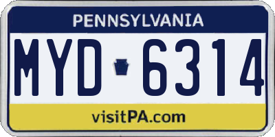 PA license plate MYD6314