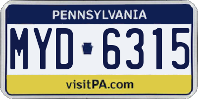 PA license plate MYD6315