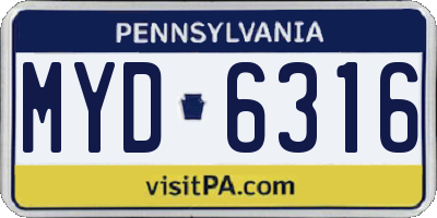 PA license plate MYD6316