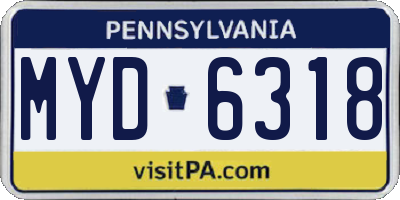 PA license plate MYD6318