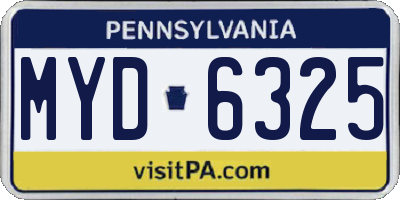 PA license plate MYD6325