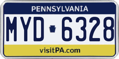 PA license plate MYD6328