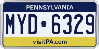 PA license plate MYD6329