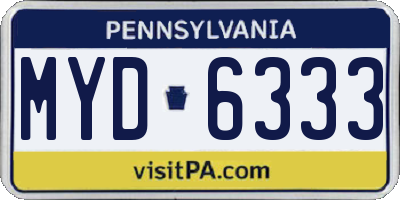 PA license plate MYD6333
