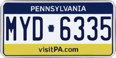 PA license plate MYD6335