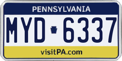 PA license plate MYD6337