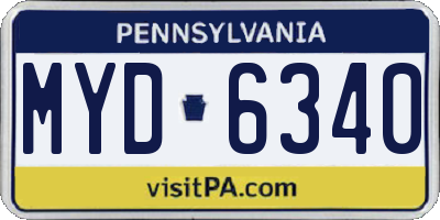 PA license plate MYD6340