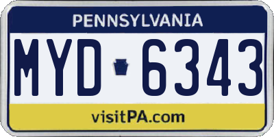 PA license plate MYD6343