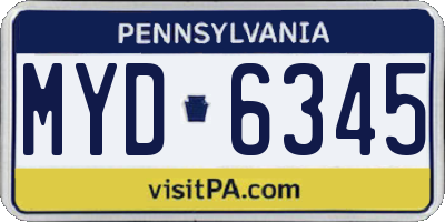PA license plate MYD6345
