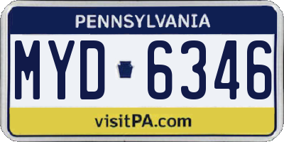 PA license plate MYD6346