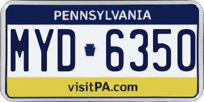 PA license plate MYD6350