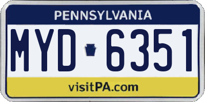 PA license plate MYD6351