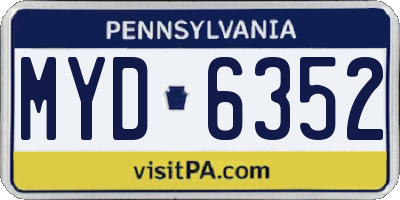 PA license plate MYD6352