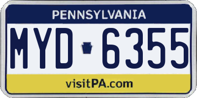 PA license plate MYD6355
