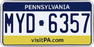PA license plate MYD6357
