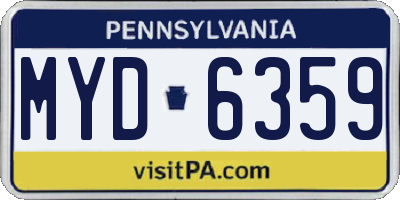 PA license plate MYD6359