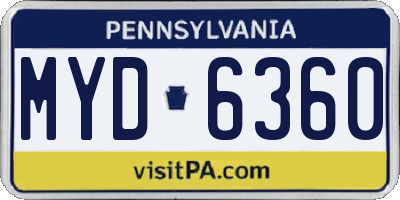 PA license plate MYD6360