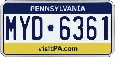 PA license plate MYD6361