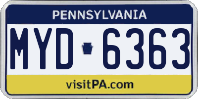 PA license plate MYD6363