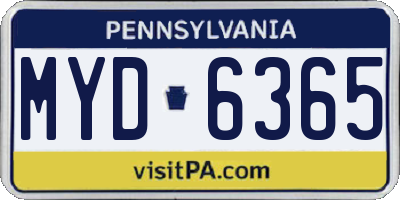 PA license plate MYD6365