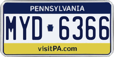 PA license plate MYD6366