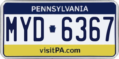 PA license plate MYD6367
