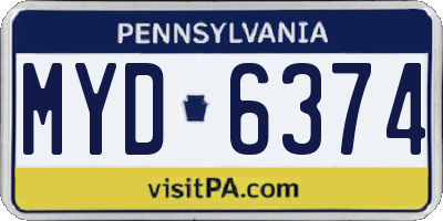 PA license plate MYD6374