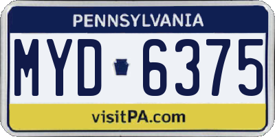 PA license plate MYD6375