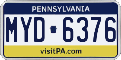 PA license plate MYD6376