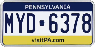 PA license plate MYD6378