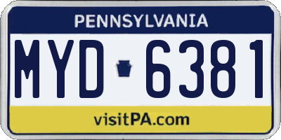 PA license plate MYD6381