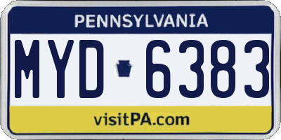 PA license plate MYD6383