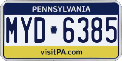 PA license plate MYD6385