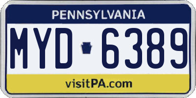 PA license plate MYD6389