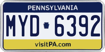 PA license plate MYD6392