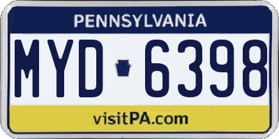 PA license plate MYD6398