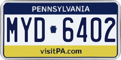 PA license plate MYD6402