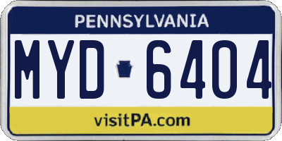 PA license plate MYD6404