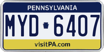 PA license plate MYD6407