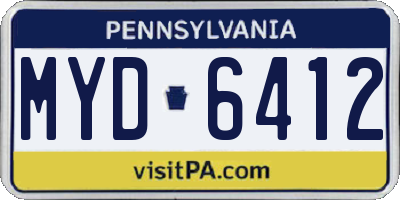 PA license plate MYD6412