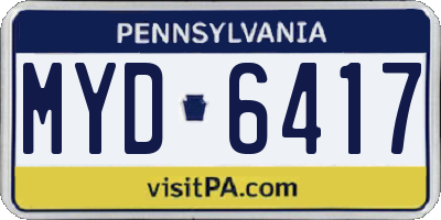PA license plate MYD6417