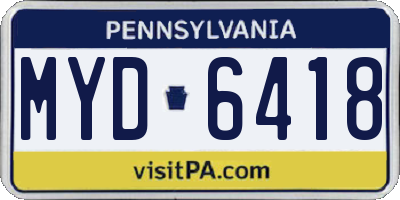 PA license plate MYD6418