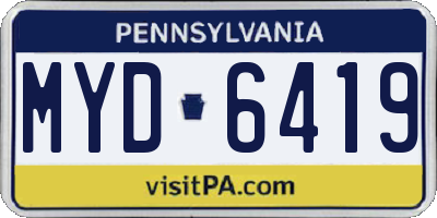 PA license plate MYD6419