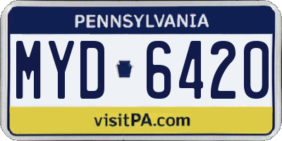 PA license plate MYD6420
