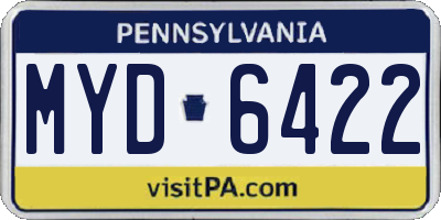 PA license plate MYD6422
