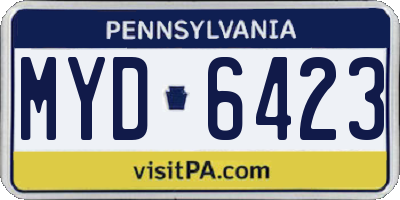 PA license plate MYD6423