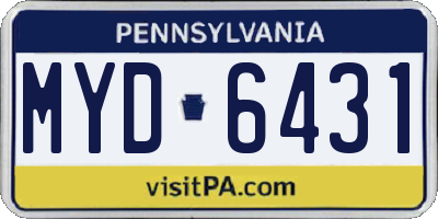 PA license plate MYD6431