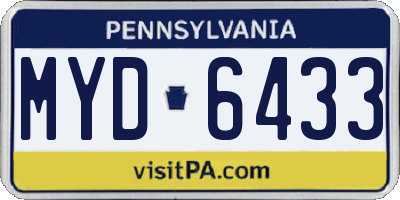 PA license plate MYD6433